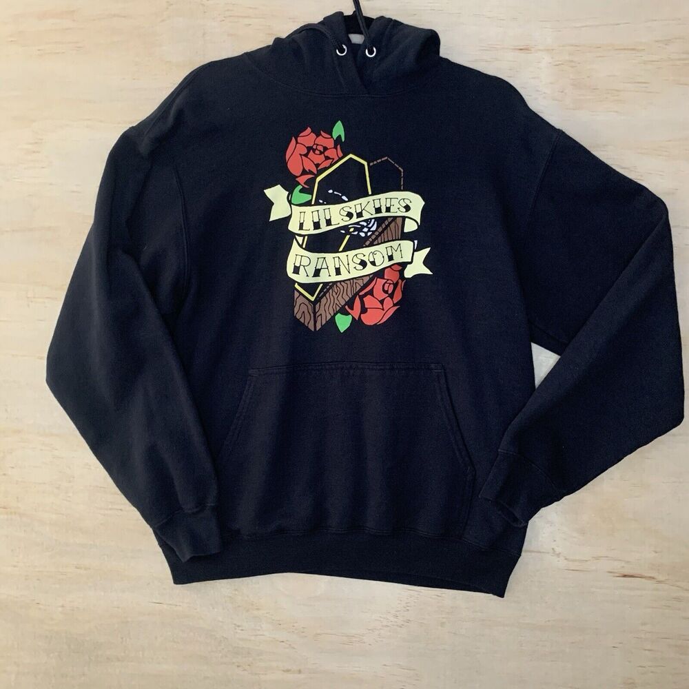 Ransom Lil Skies Coffin Roses Graphic Hoodie Black Medium